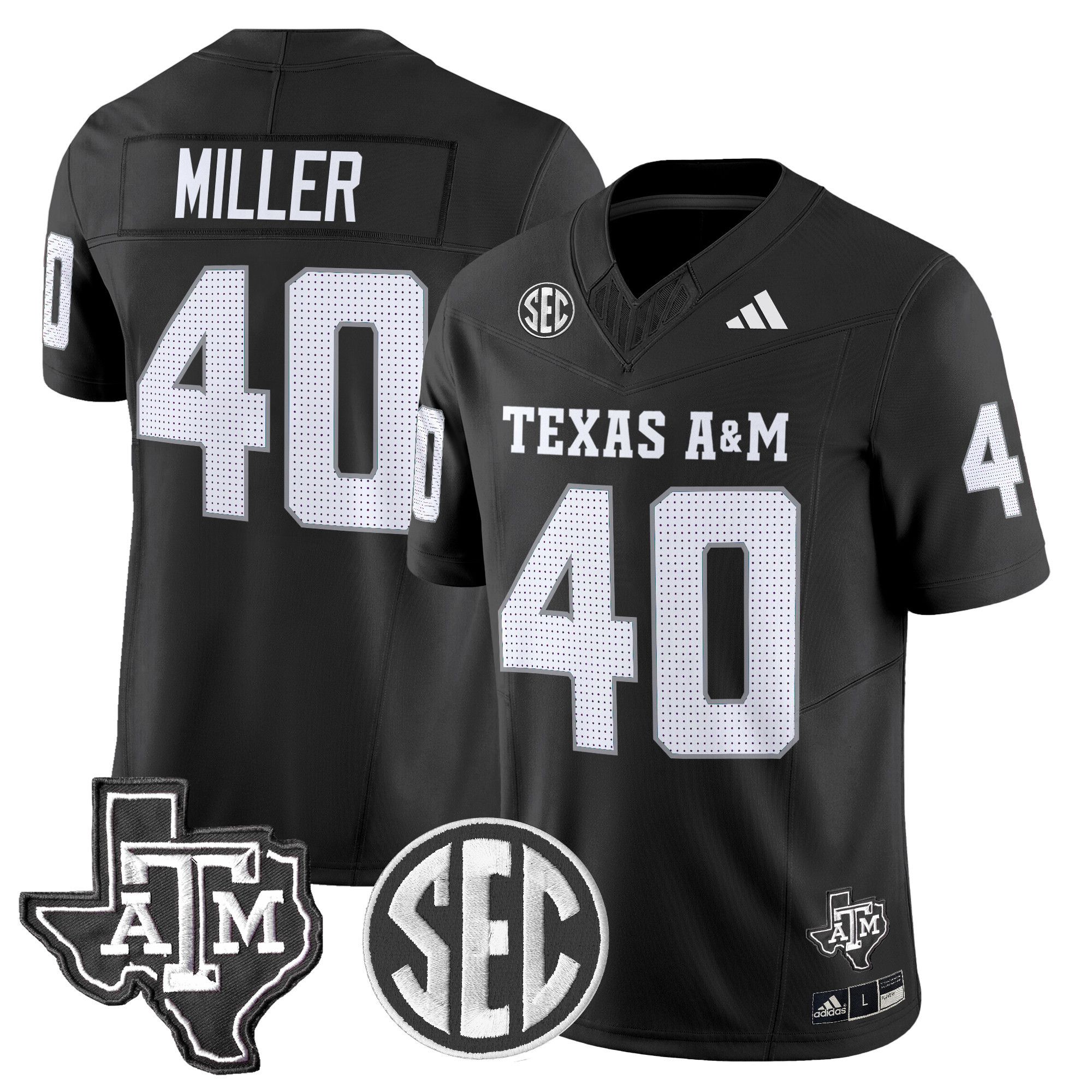 Men Texas A&M Aggies #40 Miller Black 2024 Vapor Limited NCAA Jersey style 1